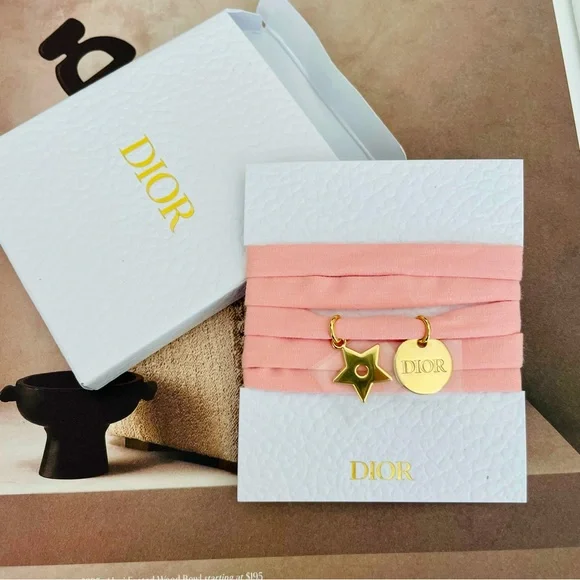 Dior Pink Choker/ Tie-up Charm Bracelet - Picture 1 of 3